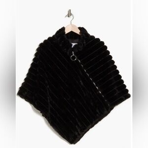 NWT La Fiorentina Faux-fur Black Poncho